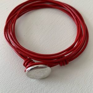 ❤️ Red Leather Bracelet with a silver end closure